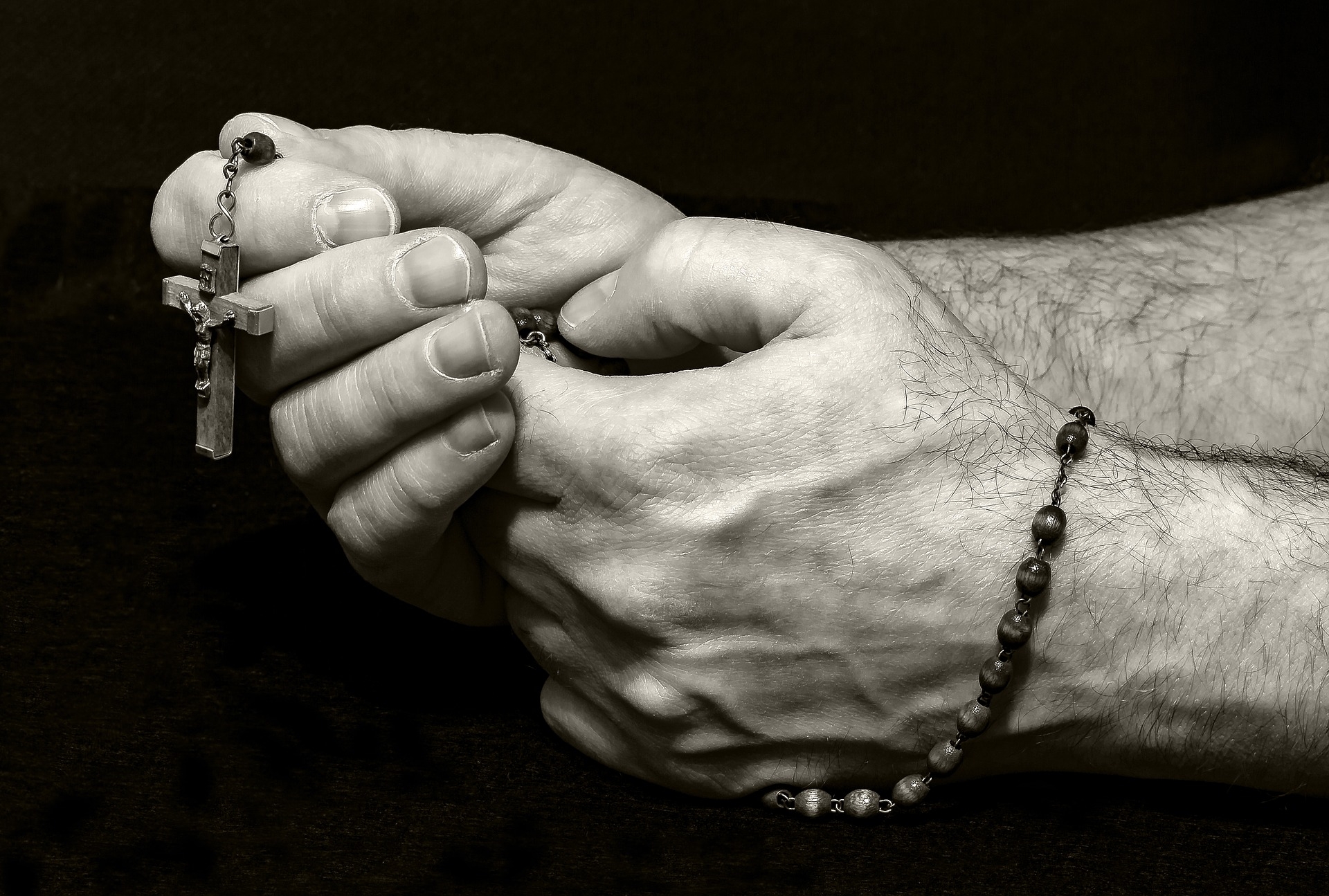 Praying hands with Rosary